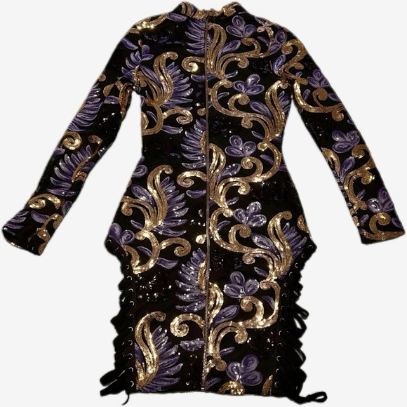 Sequin mini dress with side lace-up detail - Picture 5 of 5